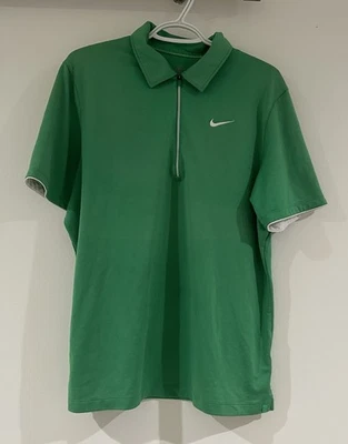NIKE Cancha de Tenis/Esfera 1/4 Cremallera Polo Para Hombres L Verde Blanco Foto 1 de 4