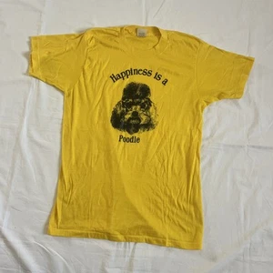 Vtg 1975 Happiness Is A Poodle Screen Stars Yellow T Shirt Single Stitch Small - Picture 1 of 9