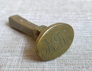 Antique c1780s George III Carved Brass Wax Letter Seal Stamp Monogram JBM - Picture 1 of 14