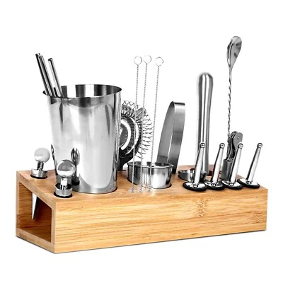 26-Piece Bartender Kit Cocktail Shaker Set with Bamboo Stand – Bar Tools Set - Image 1 of 4