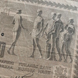Large FINLAND 100 Markkaa 1922 Banknotes Finnish Currency Nude Figures - Picture 1 of 4