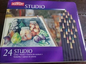 NEW Derwent 24 Studio Coloured Pencil Set Paint Peeling See Picks - Picture 1 of 2
