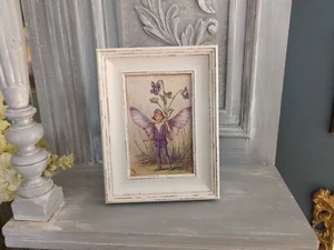 Framed Shabby chic art print/picture. New. Flower Fairy, Purple - Picture 1 of 5
