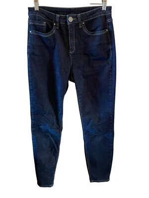 Pantalones de mezclilla Ming Wang $195 azules elásticos talla 8 lavado oscuro fácil comodidad Foto 1 de 4