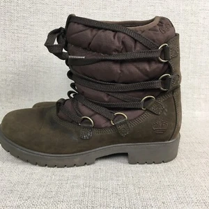 Timberland Puffer 650 Down Boots Women's 6? Brown Lace Up Fold Down Winter - Picture 1 of 12