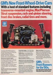 1979 Vintage Printanzeige GM's neue Frontantrieb Autos Frontläufer für die 80er - Bild 1 von 2