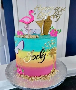 Tropical cake topper personalised,summer party topper,beach party cake decor. - Picture 1 of 3