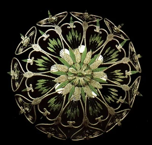 Plafón A 8 Luces Hierro Forjado Crema Y Verde Reliquia Bga 263/G - Imagen 1 de 1