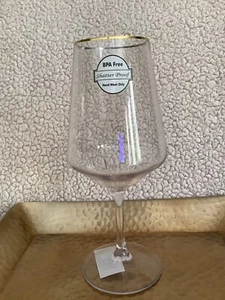 NEW Gold Rim Win Glasses Shatterproof 19.8 Ounce BPA Free,  Lot Of 6 - Picture 1 of 3