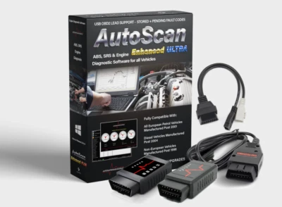 Autoscan Enhanced ULTRA OBD2 Engine Diagnostic Software Vehicle Elm327 ECU Cable - Image 1 of 4