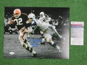 BOB LILLY DALLAS COWBOYS SIGNED 16x20 PHOTO vs Jim Brown w/MULTI STATS JSA PROOF - Picture 1 of 5