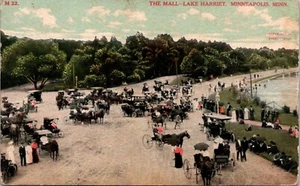 Tarjeta postal 26318 Minneapolis Minnesota Lake Harriet Horse Carruages on Mall 1908 - Imagen 1 de 2