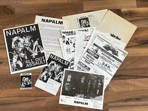 NAPALM aka COMBAT RARE USA info flyer sticker b/w picture thrash metal ny (2) - Picture 1 of 4