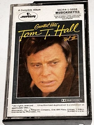 Tom T. Hall Greatest Hits Vol 3 Country Music Album Cassette 1H33 - Image 1 of 4