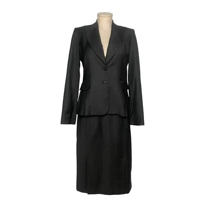 Traje de mujer Garfield & Marks 2 piezas falda recta pecho único lana gris 4 Foto 1 de 4