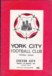 York City V Exeter City 1966/67 03-03-1967 división 4 - Imagen 1 de 1