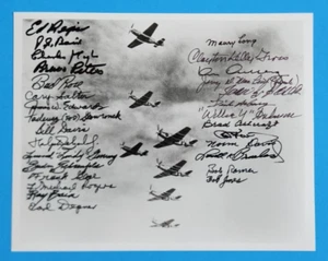WWII 354FG 29 signed 8x10 photo P-51 Mustang Fighter pilots (9 Aces) 9th AF - Picture 1 of 6