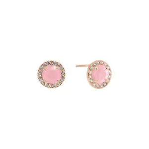 orecchini a lobo argento 925 anallergico rose' zirconi bianco rosa - Foto 1 di 2