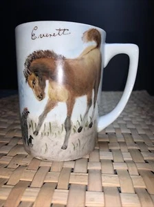 Tazza caffè vintage cavallo mucca pollo dipinta a mano artista firmata 74 fattoria di campagna - Foto 1 di 6