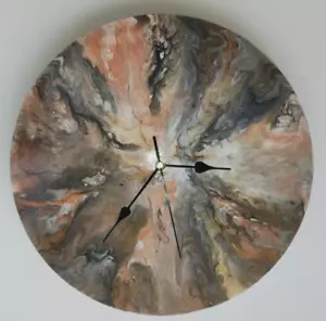 Unique Hand Painted Clock Modern Earth Tone Abstract Decor Wall Art Gift Idea - Picture 1 of 8