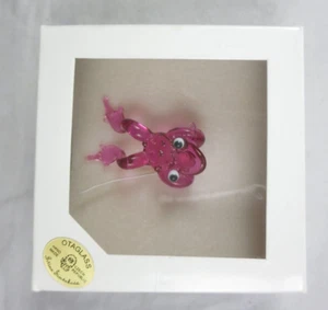 Figura dijes con adorno de rana rosa con lámpara checa de vidrio Ota hecha a mano caja original de 2,25 - Imagen 1 de 8
