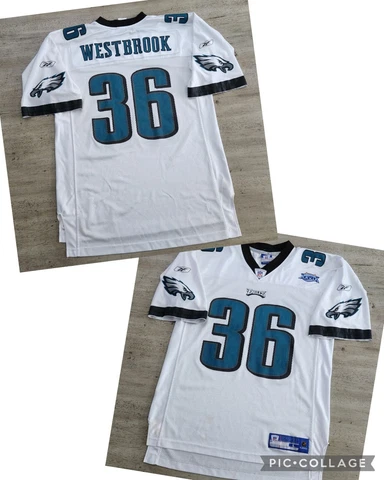 Reebok NFL Jersey White Green Philadelphia Eagles Brian Westbrook #36 Men’s L Cover