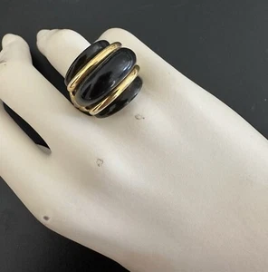 Vintage Kenneth Lane Gold und Schwarz Kuppel Ring Größe 8,25 wie gefunden - Bild 1 von 8