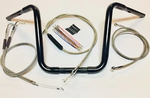 14" x 1.25" Ape Hanger Black Handlebar Kit 98-05 Harley Dyna Wide Glide FXDWG - Bild 1 von 1