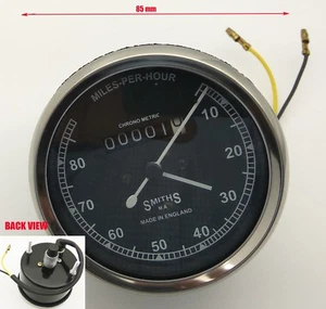 Vintage Replica Smith Speedometer 0-80 Mph BSA FOR  Enfield Norton Chrome Rim - Picture 1 of 5