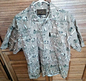 Camisa grande de pesca North River Outfitters para hombre manga corta con botones marrón - Imagen 1 de 4