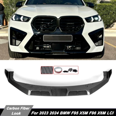 For BMW F95 X5M F96 X6M Competition 2023+ Front Splitter Spoiler Lip Carbon Look Foto 1 de 4