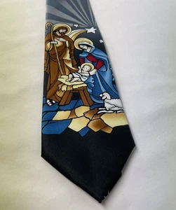 Christmas Holiday Necktie Joseph Mary & Baby Jesus Nativity - Picture 1 of 11