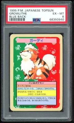 Pokemon Japanese Topsun No Number Growlithe Blue Back 1st 1995 PSA 6 68350940 - Image 1 of 2