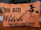 Halloween Witch Themed Orange & Black Throw Pillows 2 