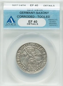 1617 Sachsen 1/4 Taler - ""Reformation Centennial"" ANACS EF40 Details - SCHÖN - Bild 1 von 2