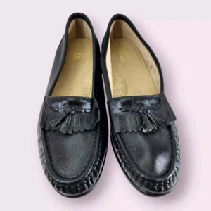 SAS Softie Comfort Shoes Loafers Kiltie Tassel Flats Black Leather Womens Sz 7.5 - Picture 1 of 11