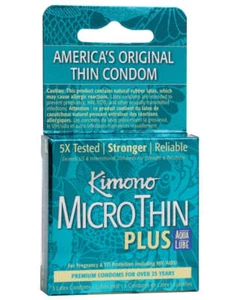 Kimono Micro Thin Aqua Lube Condom - Box of 3 - Picture 1 of 2
