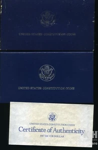 1987-P US Constitution uncirculated Silver Dollar in Box with COA - Picture 1 of 4