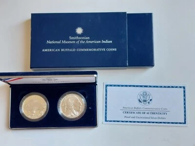 2001 Smithsonian American Buffalo 2-Coin Silver Dollar Set In OGP + COA - Image 1 of 4