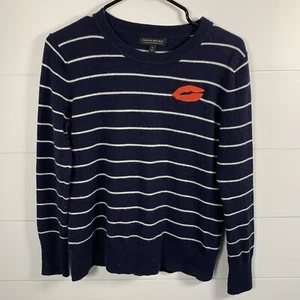Maglione Banana Republic labbra righe blu navy donna taglia S ricamato 4 luglio - Foto 1 di 9