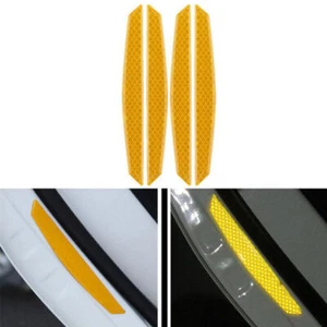 4x Universal Car Door Open Sign Sticker Reflective Tape Safety Mark Decal Yellow - Foto 1 di 9