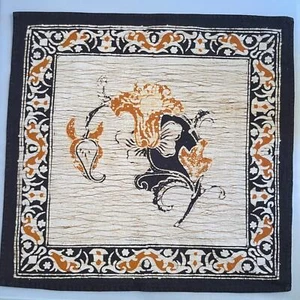 7 Vintage Stoff Dinner Servietten in Schwarz, Creme & Gold - Bild 1 von 5