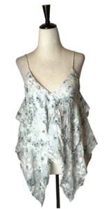 Chelsea And Walker Shirt Women 8 Ivory Floral Silk Blend Asymmetric Becky Tank - Picture 1 of 11
