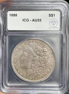 1888 Morgan Silver Dollar ICG AU-55 IDC Verified (Toned) - Picture 1 of 2