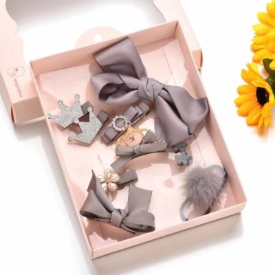 Niños Niños Bebés Niñas Moño Pinzas para el Cabello Encaje Flores Pasador Conjunto Caja de Regalo Foto 1 de 3