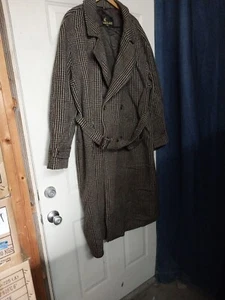Vnt. Lakeland 46 L Men'sDouble Breasted Wool Coat Tweed Made In Czechoslovakia - Picture 1 of 10