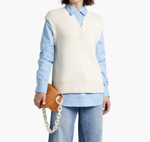 Derek Lam 10 Crosby Paige Knit Vest & Shirt LARGE Top Long Sleeves Collard NWT