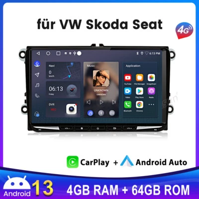 9"Android 13 Autoradio Carplay GPS Für VW Golf 5 6 Polo 6R Touran Tiguan Nav SWC - Bild 1 von 4