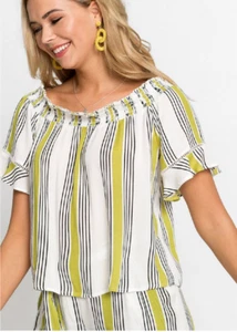 Rainbow White Yellow Off Shoulder Tunic Top Plus Size 20 NEW - Picture 1 of 6