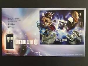GB QEII 2013 Doctor Who M/Sheet on Typed Address First Day Cover - Cardiff S/H/S - Picture 1 of 1